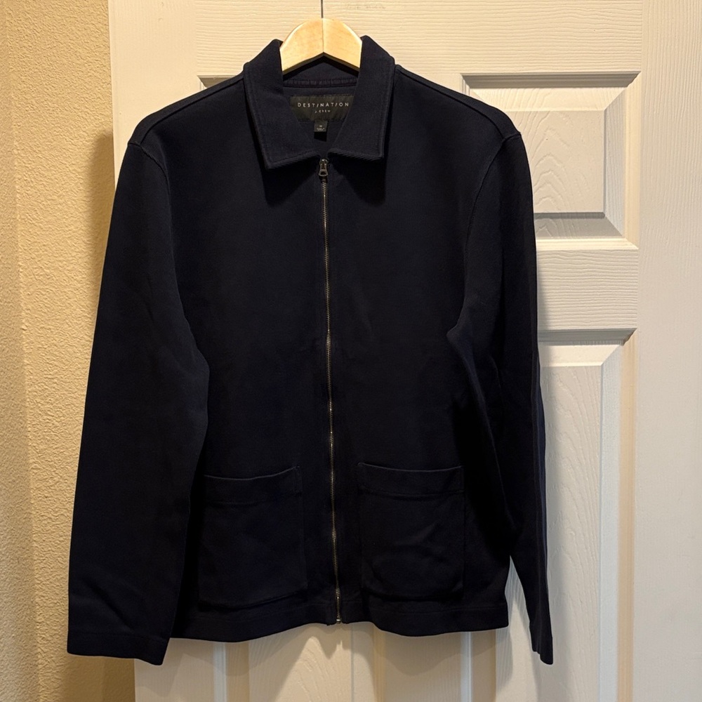 J.Crew Navy Zip-Up Cardigan Knit Sweater, Men’s Medium